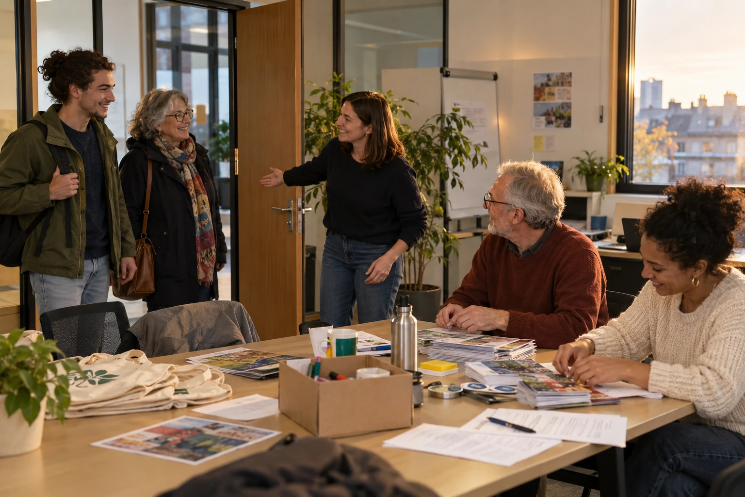 Mise en situation : une entreprise accueille des bénévoles et des habitants dans sa salle de réunion.