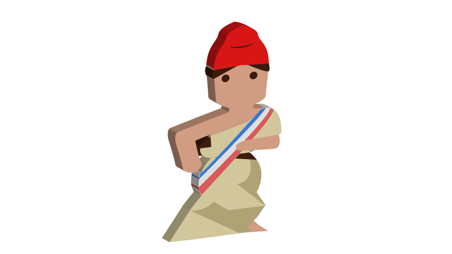Marianne, mascotte d’Empreintes Citoyennes, portant une écharpe tricolore.