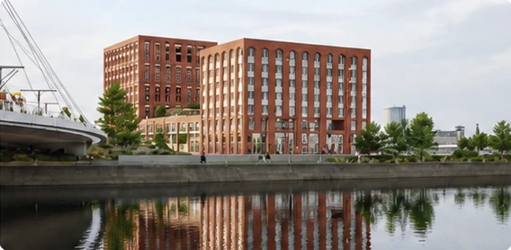 Vue du projet Starlette dans la ZAC des Deux-Rives à Strasbourg, issue du dossier de présentation.